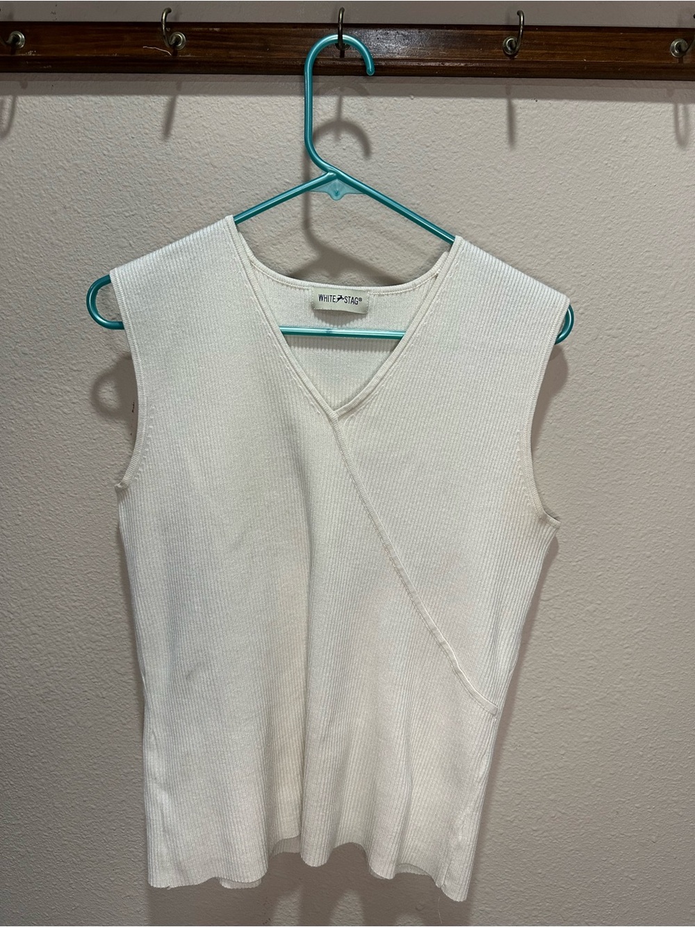 White Stag Ivory Ribbed Sleeveless V-Neck Top